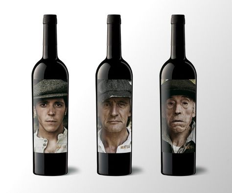 A quick glance at these bottles instantly communicates this winery’s main value– three generations of expertise.  The Matsu Organic Wine. Unique Wine Labels, Creative Wine Label, Awesome Wine Labels, Wine Packaging Design, Wine Bottle Design, Spanish Wine, Wine Label Design, Organic Wine, Tapas Bar