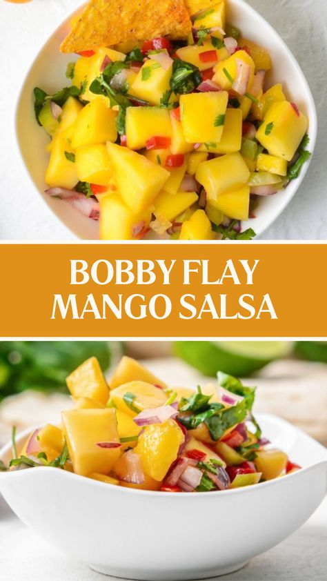 Bobby Flay Mango Salsa Mango Salsa Recipe Easy, Mango Salsa Recipe Fish, Mango Salsa Recipe, Bobby Flay Recipes, Easy Salsa Recipe, Mango Salsa Recipes, Bobby Flay, Appetizers Recipes, Mango Salsa