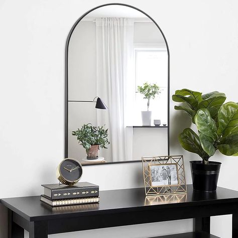 NeuType Arched Wall Mirror for Living Room, Bedroom, Bathroom, Washroom, Hanging or Leaning Against Wall, Best for Room Decor & Home Decor, Aluminum Alloy Frame, Black, 36"x24" affiliate marketing Large Arch Mirror, Mirror Wall Living Room, Arched Mirror, Metal Arch, Arch Mirror, Oval Wall Mirror, Contemporary Room, Mirror Wall Bathroom, Living Room Mirrors