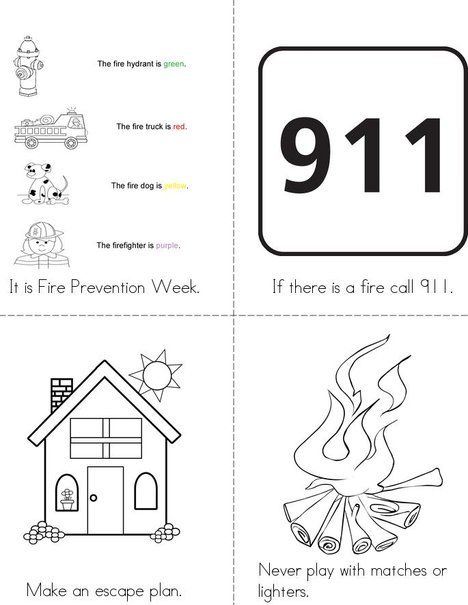 Fire Prevention Week Mini Book from TwistyNoodle.com Fire Prevention Crafts, Fire Safety Worksheets, Safety Town, Fire Safety Preschool Crafts, Safety Worksheets, Safety Preschool, Fire Safety Crafts, Fire Safety Unit, Fire Safety Theme