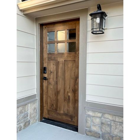 American Craftsman 6 Lite Clear Glass Exterior Wood Door | Krosswood Walnut Entry Door, Mudroom Doors Exterior, Side Entrance Door, Colonial Home Front Door, Gray House Wood Door, Front Door With Porch, Interior Doors Modern Farmhouse, Entryway Door Ideas, Wood Front Doors With Glass Panels