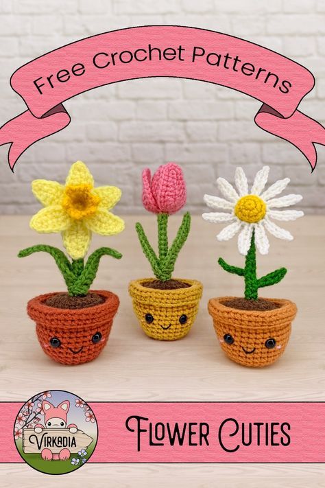 Free crochet patterns available SOON! |💐 Daffodil Cutie 💐| |🌷 Tulip Cutie 🌷| |🌼 Daisy Cutie 🌼| Spring awakens with a yawn of warm breeze, stretches its arms of sunny golden rays, and tosses back a colorful blanket of fresh blooms across the horizon. While you bask in the fresh floral breeze of sunny springtime, there’s no better way to celebrate the rebirth of the earth than with these free amigurumi patterns! Crochet Patterns Easy, Colorful Blanket, Free Amigurumi Patterns, Free Crochet Patterns, Of The Earth, Free Crochet, Flower Pots, Daisy, Amigurumi