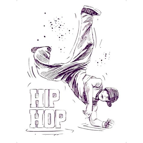 Dance Sketches Hip Hop, Hip Hop Illustration Artworks, Hip Hop Dance Illustration, Hip Hop Sketch, Hip Hop Dance Drawing, Hip Hop Drawing Sketches, Hip Hop Dancer Drawing, Hip Hop Dance Tattoo, Dancer Drawing Hip Hop