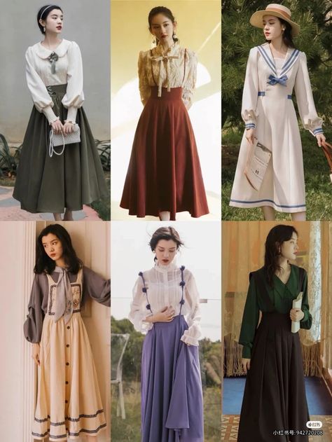 Vestidos Retro, Old Fashion Dresses, Korean Fashion Dress, Muslim Fashion Outfits, Muslimah Fashion Outfits, Vintage Inspired Outfits, Fashion Attire, Looks Vintage, Kawaii Fashion