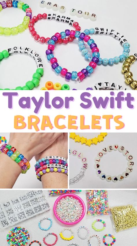 taylor swift, friendship bracelets, diy bracelets, taylor swift bracelets How To Make Taylor Swift Bracelets, Bracelets For Taylor Swift, Taylor Swift Crafts, Fun Water Games, Taylor Swift Bracelets, Eras Tour Film, Diy Friendship Bracelets, New Taylor Swift, Taylor Swift Swiftie