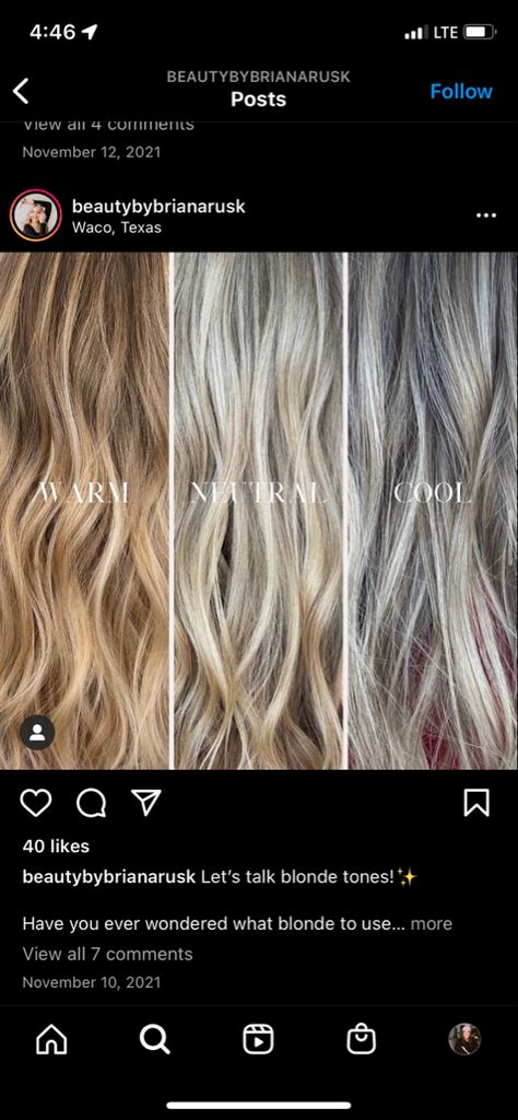 Ashy Neutral Blonde Hair, Ash Blonde Vs Cool Blonde, Blonde Hair Color Cool Tone, Cool Vs Ashy Blonde, Highlights Vs Balayage Blondes, Neutral Blonde Hair Color Ideas, Cool Blonde Vs Warm Blonde Hair, Blonde Highlights For Cool Skin Tone, Ash Blonde Vs Golden Blonde