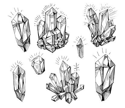 Drawing Hatching, Crystal Illustration, Stone Tattoo, Gem Drawing, Gem Tattoo, Crystal Tattoo, Cave Drawings, Crystal Drawing, Bd Art