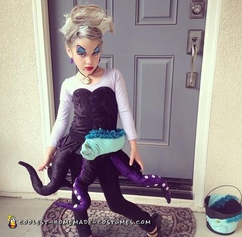 Fantastic Homemade Child Villain Costume - Ursula Ursula Costume Diy, Ursula Costume, Ariel Costumes, Villain Costumes, Diy Costumes Kids, Homemade Costumes, Disney Cosplay, Sea Witch, Mermaid Costume