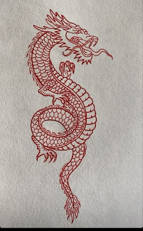 Red Dragon Tattoo, Dragon Tattoo For Women, Red Tattoo, Red Ink Tattoos, Tattoos Inspo, Red Tattoos, Śliczne Tatuaże, Dragon Tattoo Designs, Discreet Tattoos