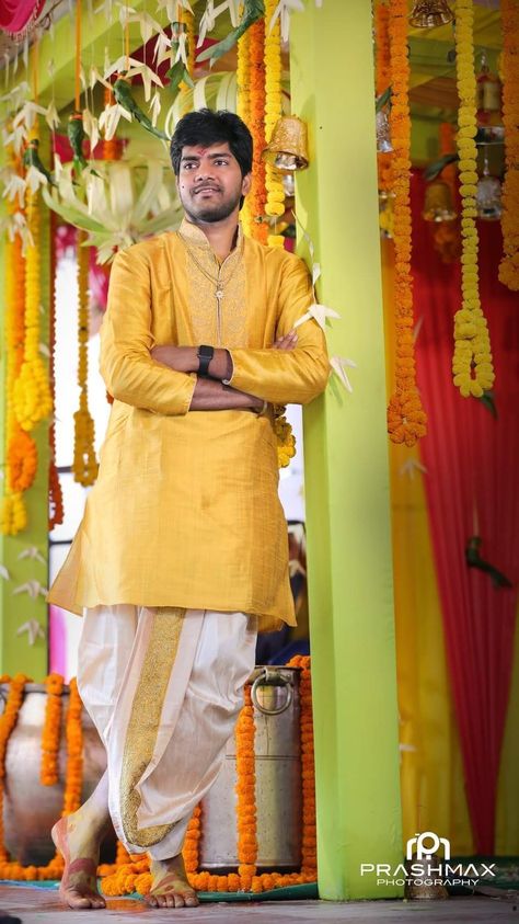 Telugu Groom Wedding Dress, Western Dress Ideas, Groom Haldi, Chiffon Blouses Designs, Indian Groom Dress, Mens Traditional Wear, Mens Indian Wear, Boys Kurta Design, Wedding Kurta For Men