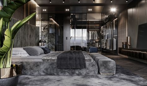 QUDE / "Shadel luxe apartments" on Behance Contemporary Bedroom Interior Design, Bedroom Sims 4, Luxe Bedroom, Creative Interior Design, Modern Luxury Bedroom, Beige Bedroom, Modern Bedroom Interior, Bedroom Renovation, Luxury Bedroom