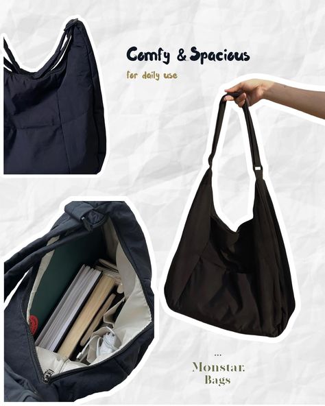 ⋆.˚ Puffy tote • comfy and spacious for daily use ⋆.˚ ▸ Can fit from 13” 14” 16” laptop ▸ price: $10.90 📸 by us 🛍️ DM us to order! 🚫 Order cannot cancel! #monstar_bags #totebag #totebagaesthetic #bag Bdg Tote Bag, Bag Ideas Design, Bedroom List, Diy Laptop Bag, Puffy Bag, Moon Cafe, Uni Bag, Tot Bag, Laptop Price