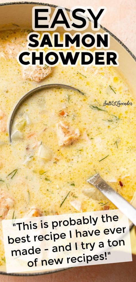 Salmon Chowder Recipe Easy, Salmon Stew Recipe, Best Clam Chowder Recipe, Salmon Chowder Recipe, Salmon Soup, Canned Salmon Recipes, Salmon Chowder, Chowder Recipes Seafood, Fish Chowder