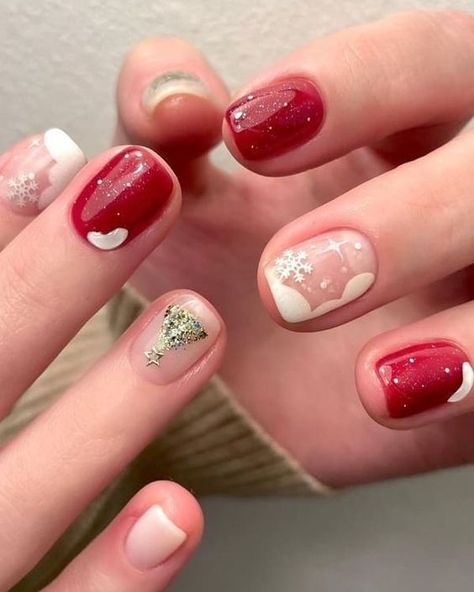 Rate This christmas nail ideas From ⭐1~10. SAVE & FOLLOW i will update everyweek. Korean Christmas Nails, Simple Christmas Nails, Korean Christmas, Xmas Aesthetic, Blue Christmas Nails, Snowflake Nail Design, Snow Nails, Christmas Nail Ideas, Christmas Tree Nails