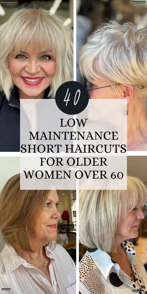 Low Maintenance Short Haircuts for Older Women Haircuts Layered, Low Maintenance Short Haircut, Care Haircut, Short Haircuts For Older Women, Haircuts For Older Women, Low Maintenance Haircut, Stylish Short Haircuts, Layered Bobs, Haircut Designs