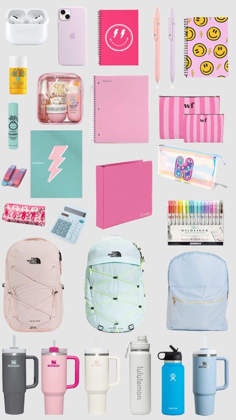 preppy school supplies!! {💗🌴✏️} Preppy Supplies, School Supplies Ideas, School Backpack Essentials, Preppy School Supplies, School Wishlist, Girl Apartment Decor, Girl Apartment, Backpack Essentials, School Uniform Outfits