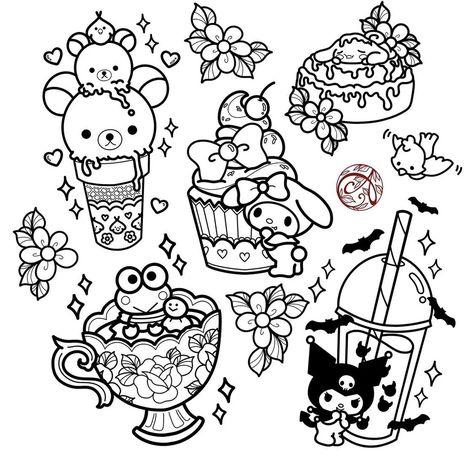 Sanrio Coloring Pages, Sanrio Coloring, Modele Zentangle, Doodles Kawaii, Hello Kitty Colouring Pages, Kitty Coloring, Hello Kitty Coloring, Unicorn Coloring Pages, Cartoon Coloring Pages