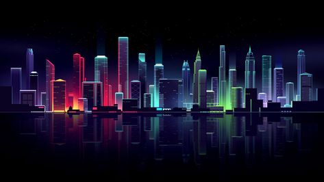 #neon #4k #8k #HD #cityscape #2K #wallpaper #hdwallpaper #desktop Cityscape Wallpaper, 2560x1440 Wallpaper, Desktop Background Images, New Retro Wave, Arte Van Gogh, City Background, Cyberpunk City, Neon Wallpaper, City Illustration