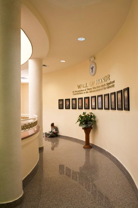 Wall Of Honor For Veterans, Wall Of Fame Ideas, Certificate Wall, Fame Ideas, Office Design Inspo, Wall Frame Design, College Furniture, Office Wall Graphics, School Beauty