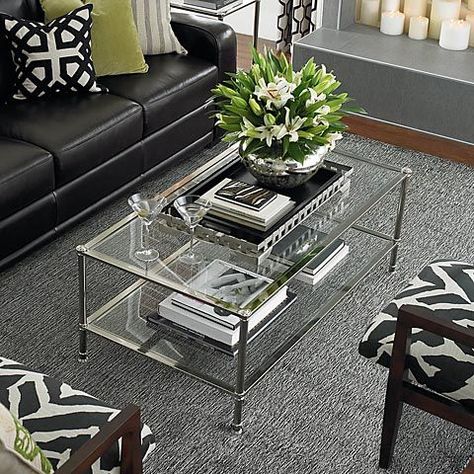 How To Style A Glass Top Coffee Table Glass Coffee Table Decor, Rectangular Glass Coffee Table, Rectangle Glass Coffee Table, Square Glass Coffee Table, Table Decorating Ideas, Glass Cocktail Tables, Table Decorating, Table Decor Living Room, Design Salon