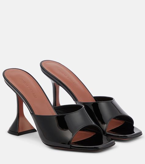 Amina Muaddi Lupita, Amina Muaddi Heels, Amina Muaddi Shoes, Amina Muaddi, Footwear Design Women, Leather Mules, Party Shoes, Black Patent Leather, High Heel Sandals