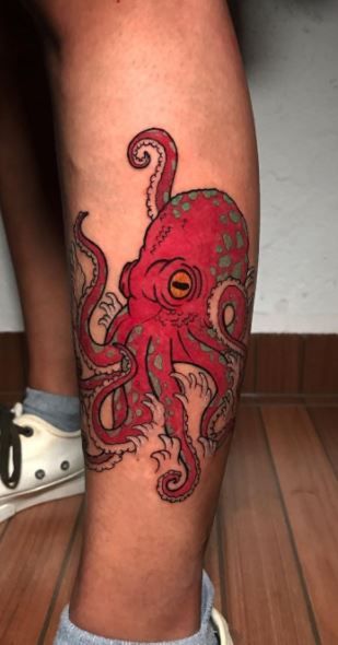 Irezumi Octopus Tattoo, Asian Octopus Tattoo, Colored Octopus Tattoo, Octopus Flash Tattoo, Octopus Japanese Tattoo, Japanese Octopus Tattoo Design, American Traditional Octopus Tattoo, American Traditional Octopus, Red Octopus Tattoo