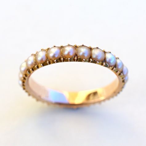 Georgian Pearl Eternity Band Georgian Pearl Ring, Guard Ring, Georgian Ring, English Jewelry, Georgian Jewelry, Full Eternity Ring, Regency Era, Body Color, Eternity Band