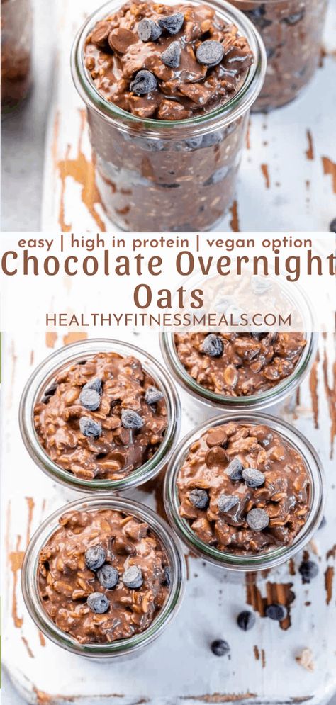 Low Calorie Chocolate Overnight Oats, Chocolate Overnight Oats With Yogurt, Cocoa Powder Overnight Oats, Chocolate Chia Overnight Oats, Overnight Oats With Chocolate Protein Powder, Chocolate Protein Overnight Oats Healthy, Overnight Oats Chocolate Protein Powder, Overnight Oats With Chocolate Chips, Cacao Overnight Oats