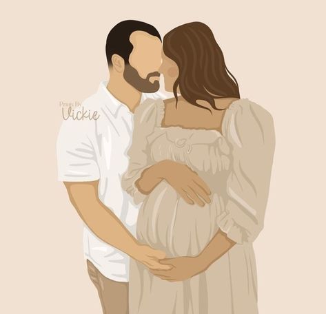 Pregnancy Illustration Couple, Pregnant Illustration, Diy Maternity Photos, Pregnancy Illustration, Illustration Couple, Bloxburg Ideas, Pregnant Couple, Instagram Logo, Backdrops Backgrounds