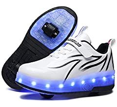 Unisex Kids LED Roller Skates Shoes with Wheels Girls Boys LED Light up Trainers Double Wheel Luminous Technical Skateboarding Shoes Outdoor Gymnastics Sneakers with USB Charging: Amazon.co.uk: Shoes & Bags Shoes With Wheels, Girls Roller Skates, Kids Roller Skates, Led Light Color, Roller Skate Shoes, Roller Shoes, Light Up Shoes, Birthday Thanksgiving, Boys Sneakers