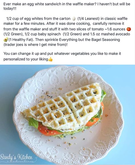 Egg White And Halo Top Diet, Egg White Waffles, Optavia Breakfast, Egg White Sandwich, Optavia Diet, Optavia Hacks, Fueling Hacks, Optavia Meals, Egg White Recipes