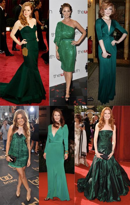 Style Secret: The One Dress Every Redhead On The Planet Should Have In Her Closet: The Green Dress Red Head In Green Dress, Prom Dresses For Gingers Redheads, Redhead Wearing Green, Redhead Green Dress, Ginger Hair Green Dress, Red Hair Green Outfit, Red Head Outfits, Voodoo Wedding, Red Hair Green Dress