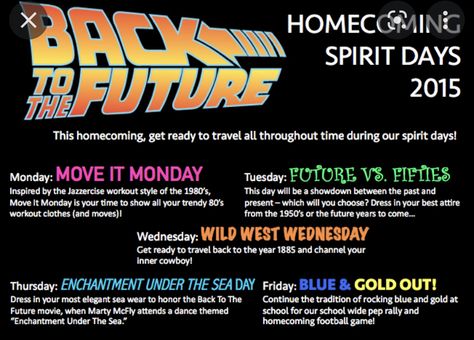 Homecoming Week Themes Days, Spirit Day Themes, Homecoming Theme Ideas, Senior Week Ideas, Hoco Themes, School Spirit Ideas Pep Rally, Pep Rally Themes, Asb Ideas, Spirit Week Ideas