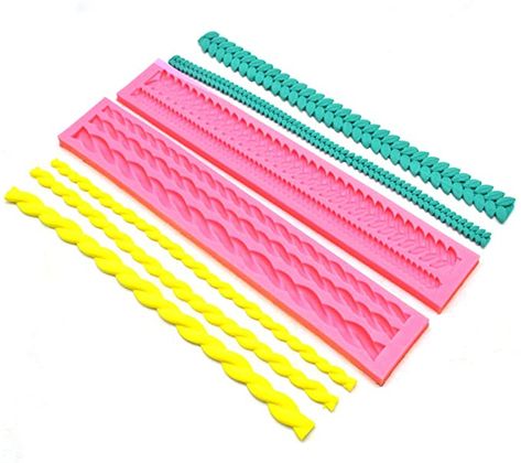 Amazon.com: Rope & Leaf Strip Cake Border Molds Silicone Cupcake Fondant Cake Decorating Tools Candy Chocolate Gumpaste Moulds Pack of 2: Kitchen & Dining Fondant Crown, Rainbow Baking, Cupcake Fondant, Cake Borders, Cake Decorating With Fondant, Molds Silicone, Creative Cake Decorating, Tool Cake, Cake Lace