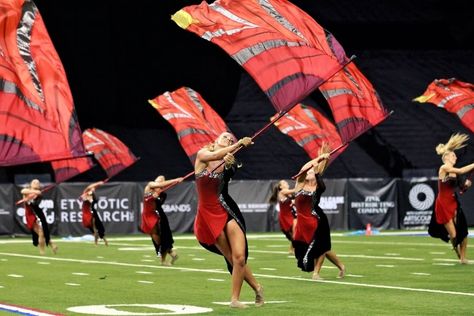 I Do Color Guard – The Sport No One Knows Exists | Her Campus Colorguard Hairstyles Color Guard, Winterguard Uniforms, Color Guard Tips, Marching Band Shows, Color Guard Flags, Colour Guard, High School Marching Band, State Champs, Winter Guard