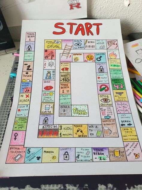 Homemade Board Game Ideas For School, Drunk Games, Drinking Board Games, Fun Sleepover Games, Diy Party Games, Bored Games, Board Games Diy, Teen Party Games, Drinking Games For Parties