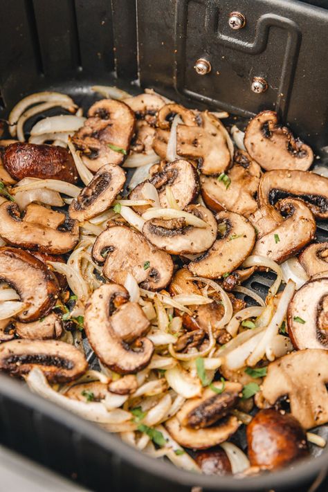 Air Fryer Mushrooms And Onions Air Fryer Mushrooms And Onions, Airfryer Mushrooms, Air Fryer Mushrooms, Recipes Airfryer, Air Fryer Recipes For Beginners, Mushrooms And Onions, Cooks Air Fryer, Air Fried Food, Air Fry Recipes