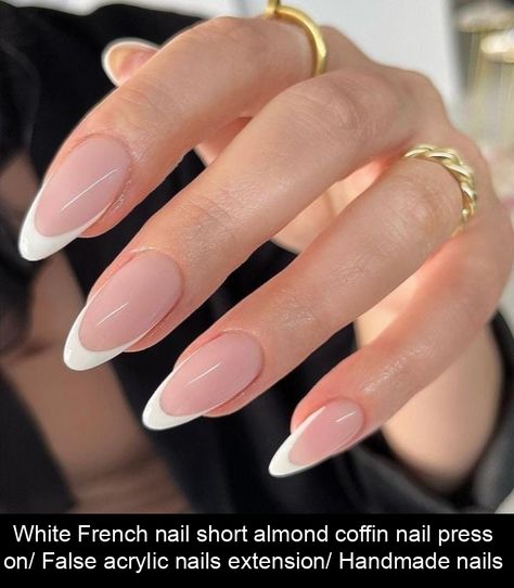 - Classic white french nail - Quantity: 10pc acrylic press on in the box - 10 shapes to choose: Short almond, Long almond, Short oval, Long oval, Short coffin, Long coffin, Short stiletto, Long stiletto, Short square, long square * In the photos we used short almond - One sheet of nail glue sticker is included - Size: XS, S, M, L Please read our inner arch measurement chart carefully - Handling time 3-5 days since they are all handmade :) * How t Xs Coffin Nails, French Nails White Classic, French Tip Nails Oval Shape, French Tip Acrylic Nails Almond Shape, Long Oval French Tip Nails, French Almond Nails Short, French Nail Short, Almond White French Tip, Almond Shaped French Nails