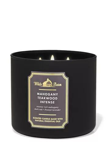 Mahogany Teakwood Intense 3-Wick Candle - White Barn | Bath & Body Works Mahogany Teakwood, Bath & Body Works, Man Candle, Candle Making Wax, Lavender Scented Candle, Fragrance Ingredients, Aromatherapy Gifts, Bath Candles, 3 Wick Candles