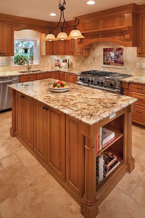 Traditional Island Design - Tuscan Kitchen | Capital Area Construction Traditional Tuscan Kitchen, Tuscan Kitchen 2000s, 2000s Tuscan Kitchen, Italian Farmhouse Kitchen Tuscan Style, Tuscany Kitchen, Tuscan Kitchen Design, Glazed Kitchen Cabinets, Italian Kitchens, Stone Backsplash Kitchen