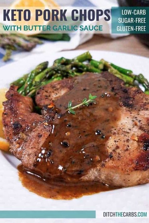 Butter Garlic Sauce, Pork Chop Sauce, Healthy Pork Chops, Keto Meat, Keto Pork Chops, Keto Pork, Pork Sauce, Low Carb Pork, Recipe Using Chicken