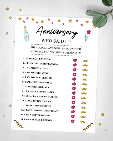 25th Wedding Anniversary Decorations, Anniversary Party Themes, 25th Anniversary Decorations, Anniversary Game, 20 Anniversary, 30th Anniversary Parties, Anniversary Party Games, 25th Wedding Anniversary Party, Anniversary Games