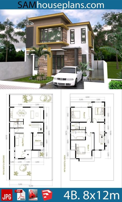 Two Storey House Plans, Philippines House Design, Two Story House Design, 2 Storey House Design, Two Story House, Building Plans House, Duplex House Plans, House Construction Plan, Simple House Plans