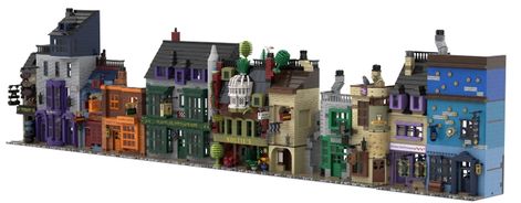 Diagon Alley: Noltie's Botanical Novelties and the Apothecary from BrickLink Studio Lego Harry Potter Moc, Harry Potter Lego Sets, Lego Halloween, Leaky Cauldron, Lego Display, Lego Diy, Diagon Alley, Halloween Village, Lego Harry Potter