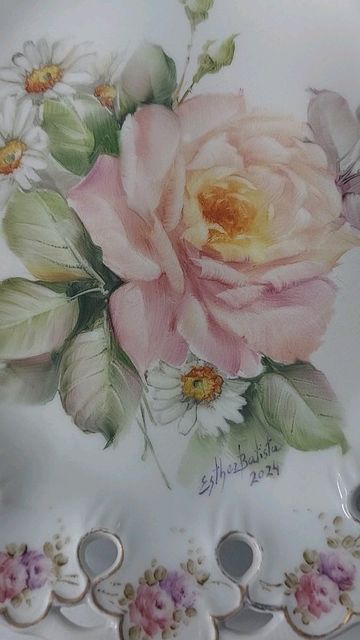 Rose Art Painting, Ceramics Plates, Porcelain Paint, Roses Painting, China Painting, Porcelain Art, Rose Art, Rose Painting, July 25