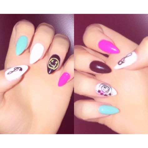 Blink 182 Nail Art, Blink 182 Nails, Nirvana Nails, Concert Nails, Band Nails, Finger Art, Festival Inspo, Short Square Nails, Get Nails