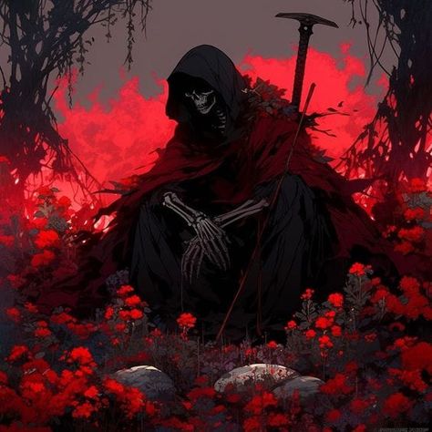 Grim Reaper Wallpaper Aesthetic, Grim Reaper Pfp, Reaper Pfp, Shadow And Maria, Grim Reaper Art, Things Take Time, Skeleton Art, Good Things Take Time, Dark Art Illustrations