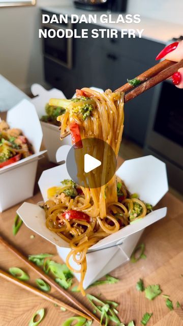 Olivia Adriance ♡ on Instagram: "DAN GLASS NOODLE STIR FRY✨ protein, veggies, a delectable sauce, and my absolute favorite noodles—this simple, under 30 minute sweet potato glass noodle stir fry would make a great addition to your weeknight meal lineup. It’s packed with flavor and requires minimal dishes so its an easy cleanup. Save extra time and buy a bag of pre-sliced stir fry veggies (fresh or frozen!)🥕🫑🥦 

Comment LINK for the glass noodles

Ingredients:
(3) 3.5 ounce packages Korean Style Glass Noodles (comment LINK for the ones I use)
Dan Dan Sauce:
1/4 cup peanut butter
2 tablespoons sesame oil
2 tablespoons unseasoned rice vinegar 
1 tablespoon honey
2 teaspoons chili paste (more if you like spicy)
1/4 teaspoon ground cinnamon
2 cups chicken bone broth
1/2 cup tamari
For the st Glass Noodle Recipes, Minimal Dishes, Glass Noodle Stir Fry, Stir Fry Veggies, Protein Veggies, Noodle Stir Fry, Chicken Bone Broth, Pasta Noodle Recipe, Quick Healthy Dinner