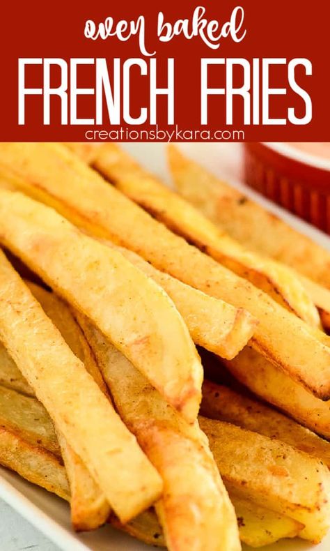 Baked Fries Recipe, French Fry Recipe Baked, Oven French Fries, Oven Baked French Fries, Potato Fries Baked, Cooking French Fries, Baked French Fries, Crispy Oven Fries, Baked Steak