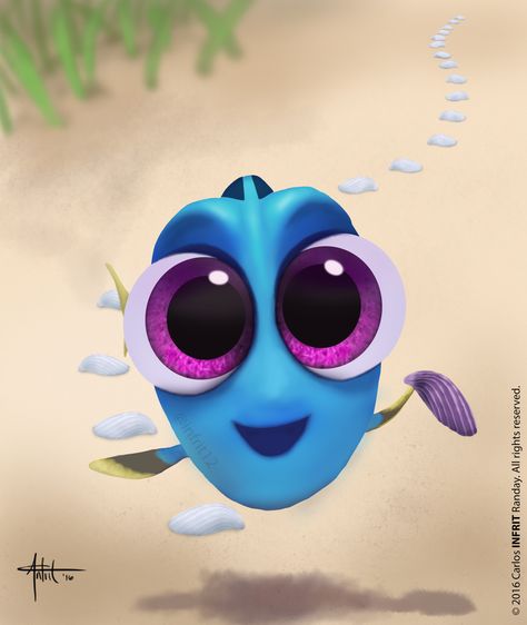 Baby Dory, Carlos Randay on ArtStation at… Finding Nemo Poster, Dory Tattoo, Wallpaper Cantik Iphone, Baby Dory, Aesthetic Android, Cute Disney Characters, Felt Animal Patterns, Neon Wall Art, Cute Bunny Cartoon